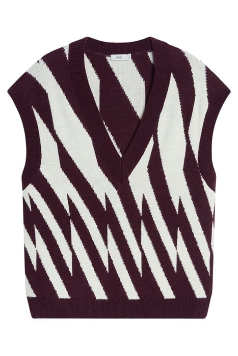 WOMEN V NECK VEST KNITS DARK RAISIN 7