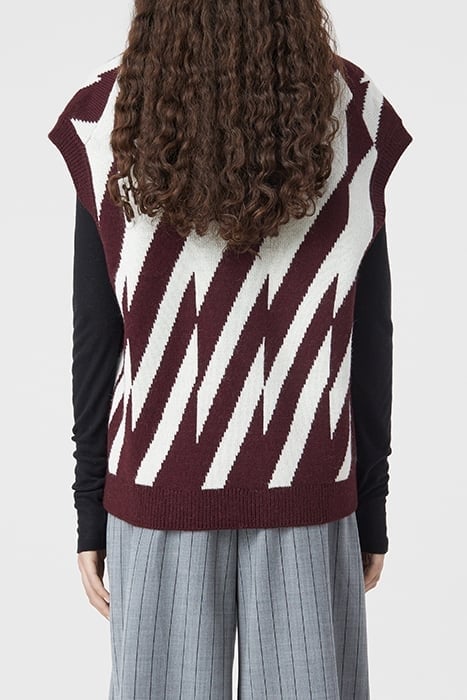 WOMEN V NECK VEST KNITS DARK RAISIN 2