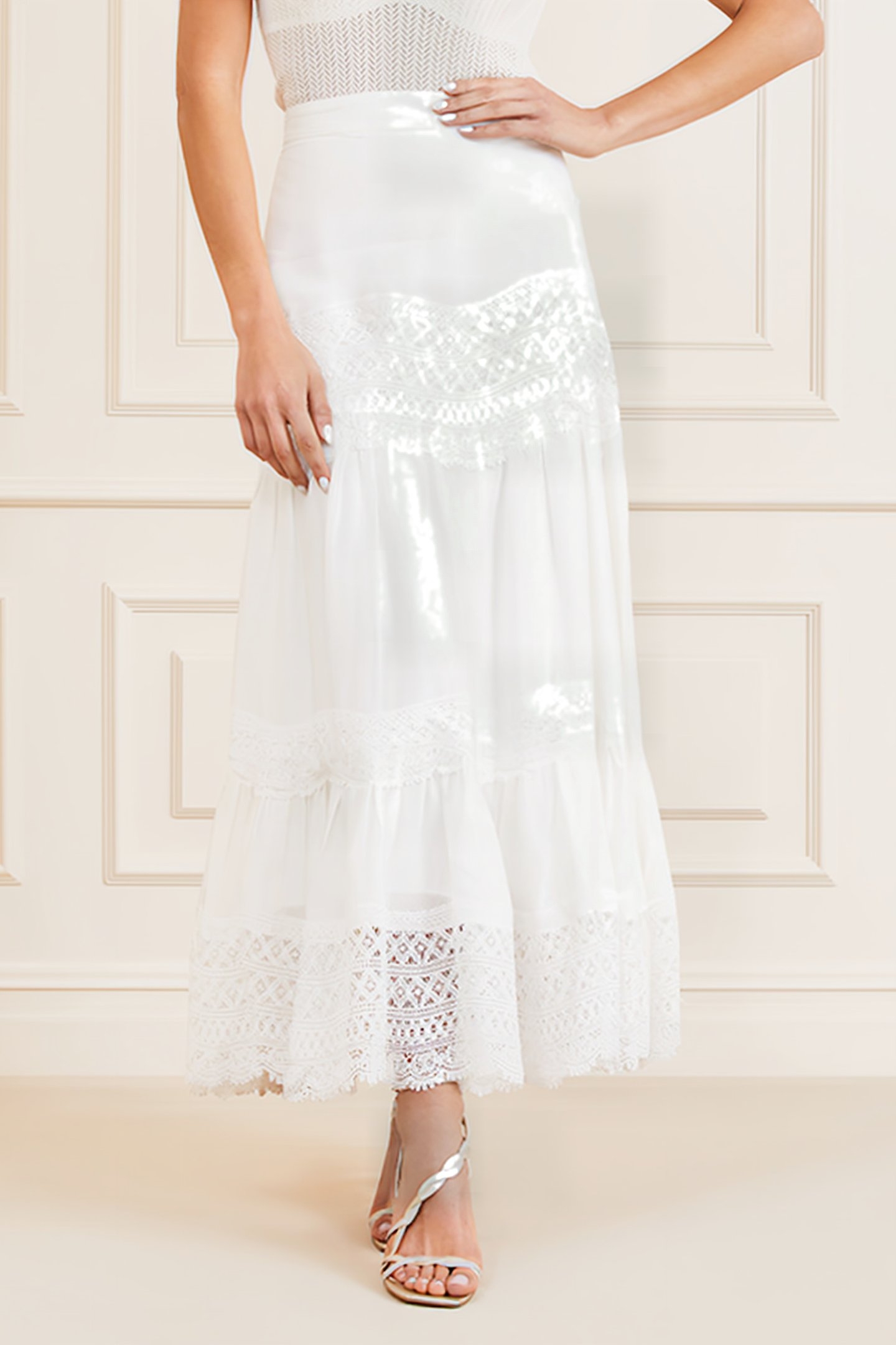 GUESS ECO LOU LOU SKIRT PALE PEARL 1