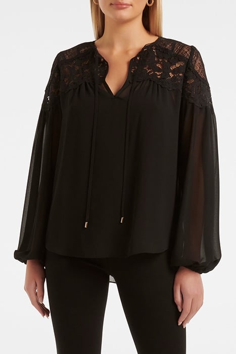 MIYA LACE YOKE BLOUSE BLACK 1
