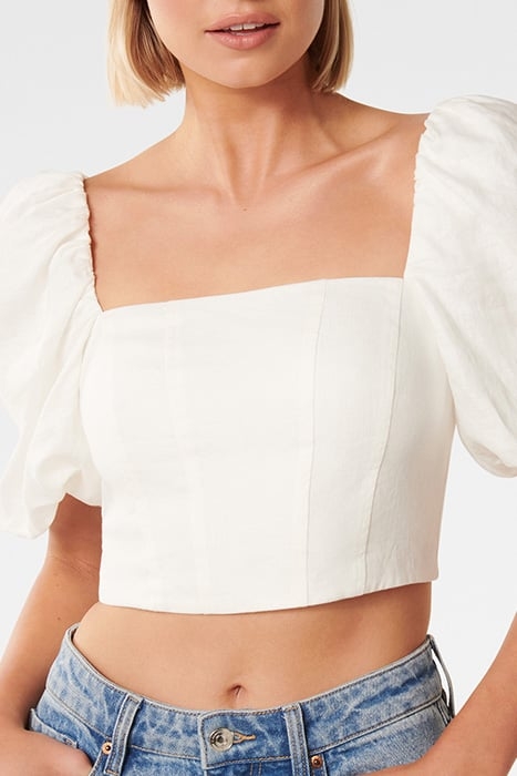 BRIAR PUFF SLEEVE LINEN TOP PORCELAIN 5