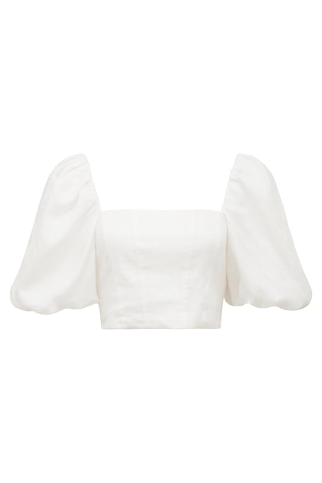 BRIAR PUFF SLEEVE LINEN TOP PORCELAIN 6
