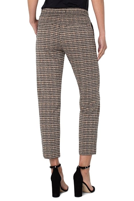 PULL-ON ANKLE TROUSER W/ PIN TUCKS TAN / BLACK ABSTRACT HOUN 2