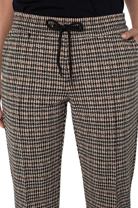 PULL-ON ANKLE TROUSER W/ PIN TUCKS TAN / BLACK ABSTRACT HOUN 4