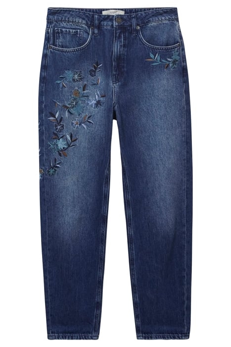 EMBROIDERED BOYFRIEND JEAN MID DENIM 1