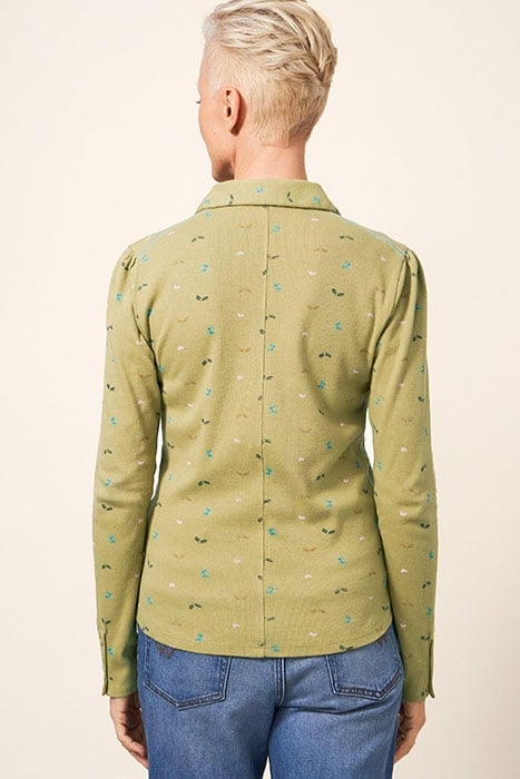 ROSIE RIB JERSEY SHIRT GREEN PRINT 2