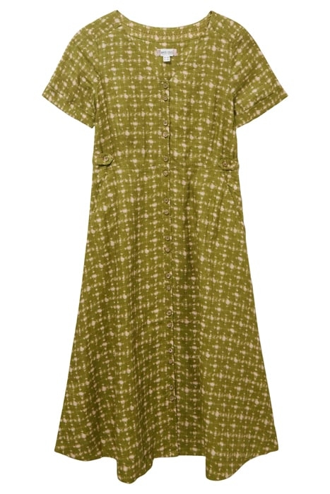 IVY LINEN MIDI DRESS GREEN PRINT 4