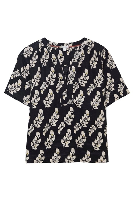 JUNE LINEN TOP BLK MLT 4