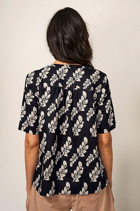 JUNE LINEN TOP BLK MLT 2