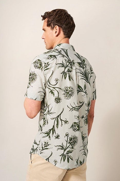 LEAF PRINTED SLIM FIT SHIRT KHAKI GREEN 2