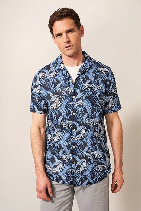 PALM LEAF PRINTED SS SHIRT DARK NAVY 1