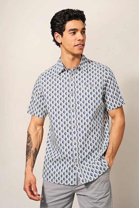 LINEAR FISH PRINTED SS SHIRT WHITE MLT 1