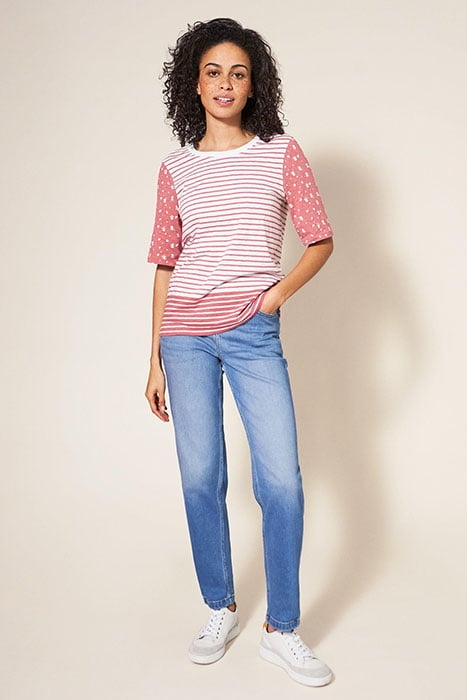 ANNABEL STRIPE TEE PINK MULTI 1