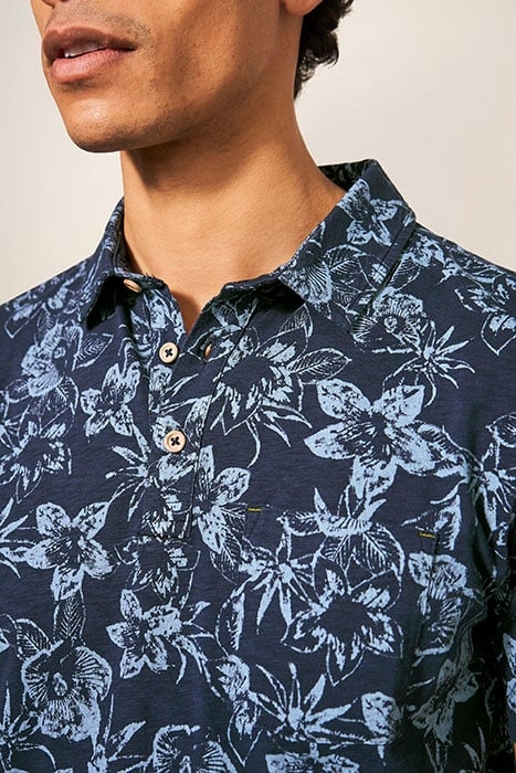 PALM PRINTED POLO DARK NAVY 3