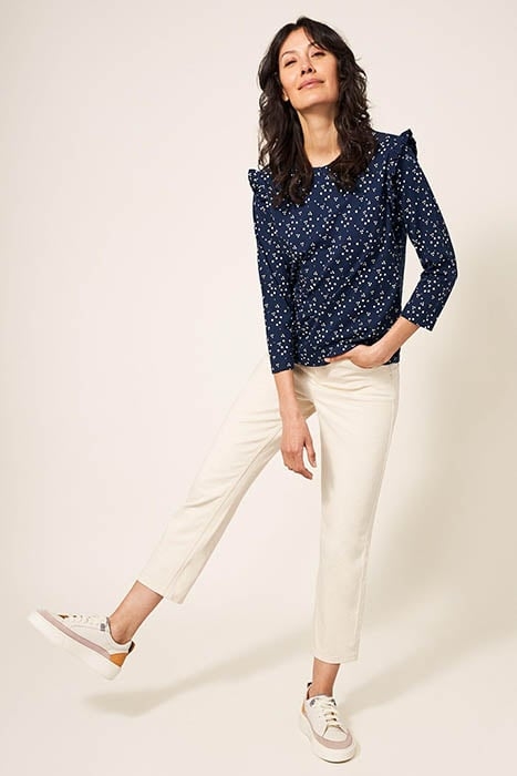 RUFFLE TEE NAVY MULTI 1