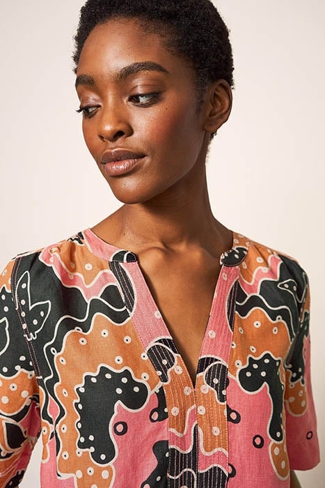 JUNE LINEN SHIFT DRESS PLUM MULTI 3