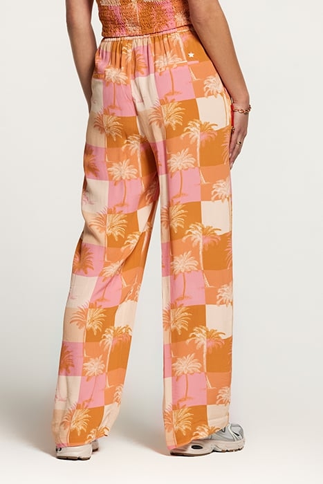 LADIES MONACO TROUSERS BLOCK PALM ICED STRAWBERRY PINK 2