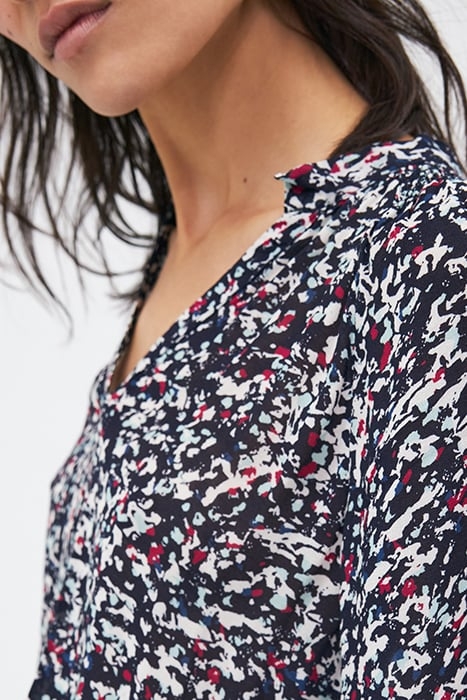 NAVY TACHIST PRINT SHORT DRESS 4