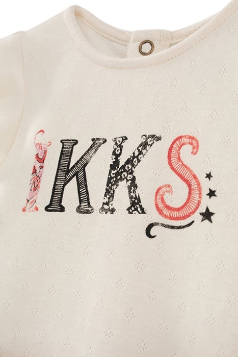 BABY GIRLS’ ECRU/PRINT MIXED-FABRIC DRESS 3