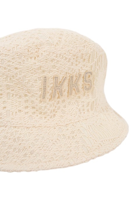 GIRLS’ ECRU LACE SUNHAT WITH EMBROIDERED IKKS LETTERS 3