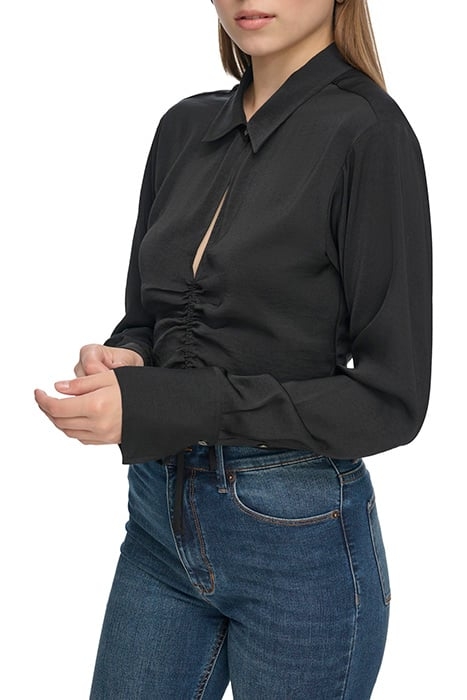 L/S RUSHD FRNT VNECK BLACK 4