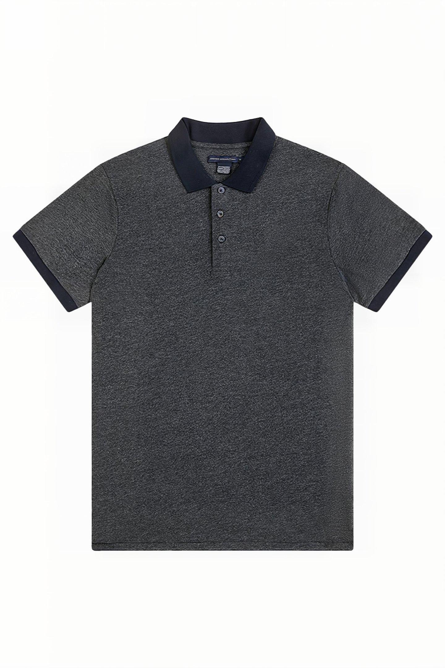 CONTRAST COLLAR POLO SHIRT CHARCOAL MEL/DK NAVY 3