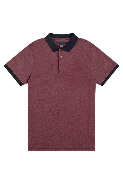 CONTRAST COLLAR POLO SHIRT BORDEAUX MEL/DK NAVY 3