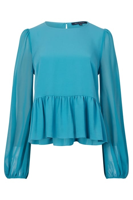 CREPE LIGHT GEORGETTE PEPLUM TOP MOSAIC BLUE 4
