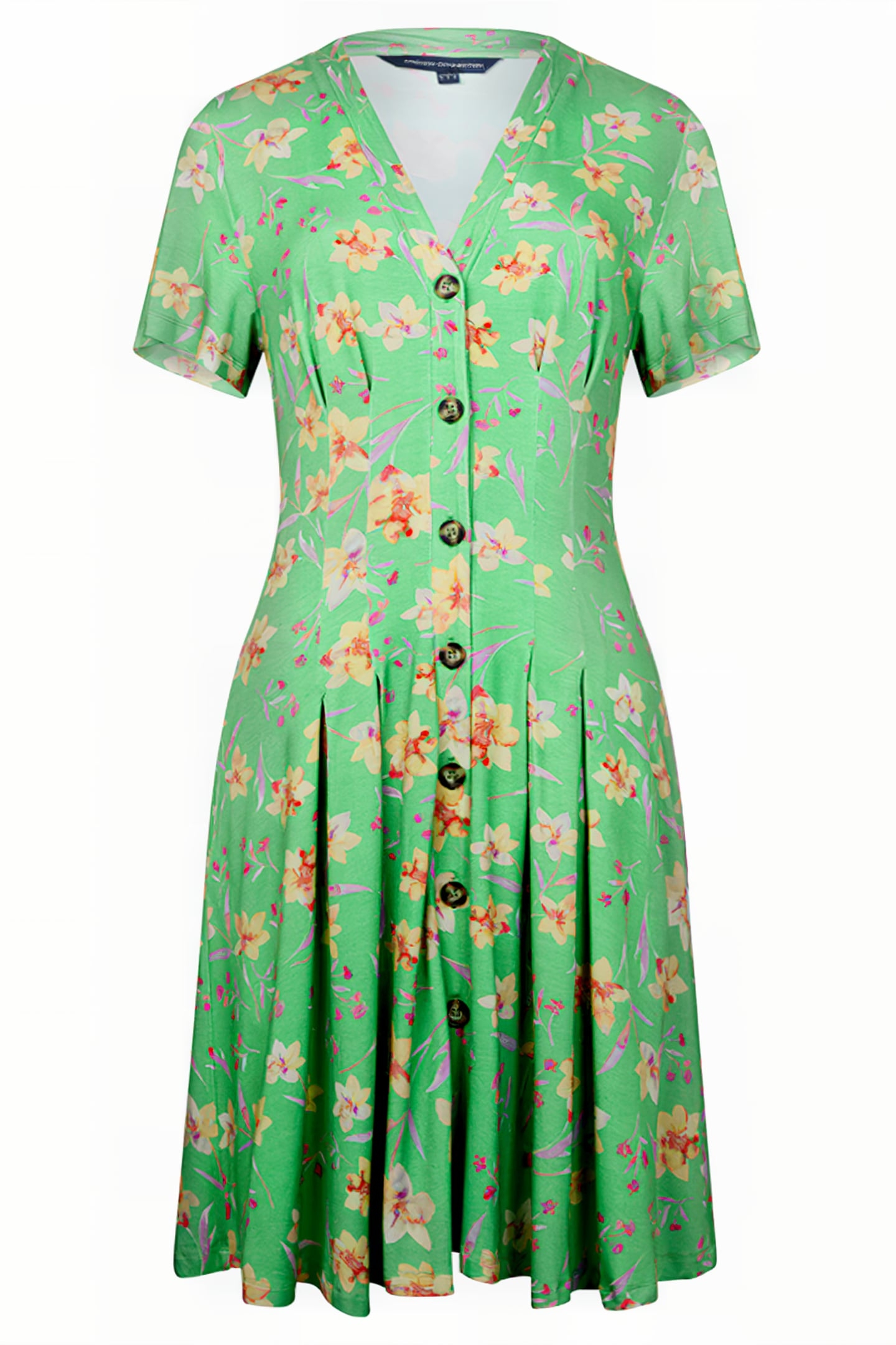 CAMILLE MEADOW V-NECK POCKET MINI DRESS POISE GREEN 3