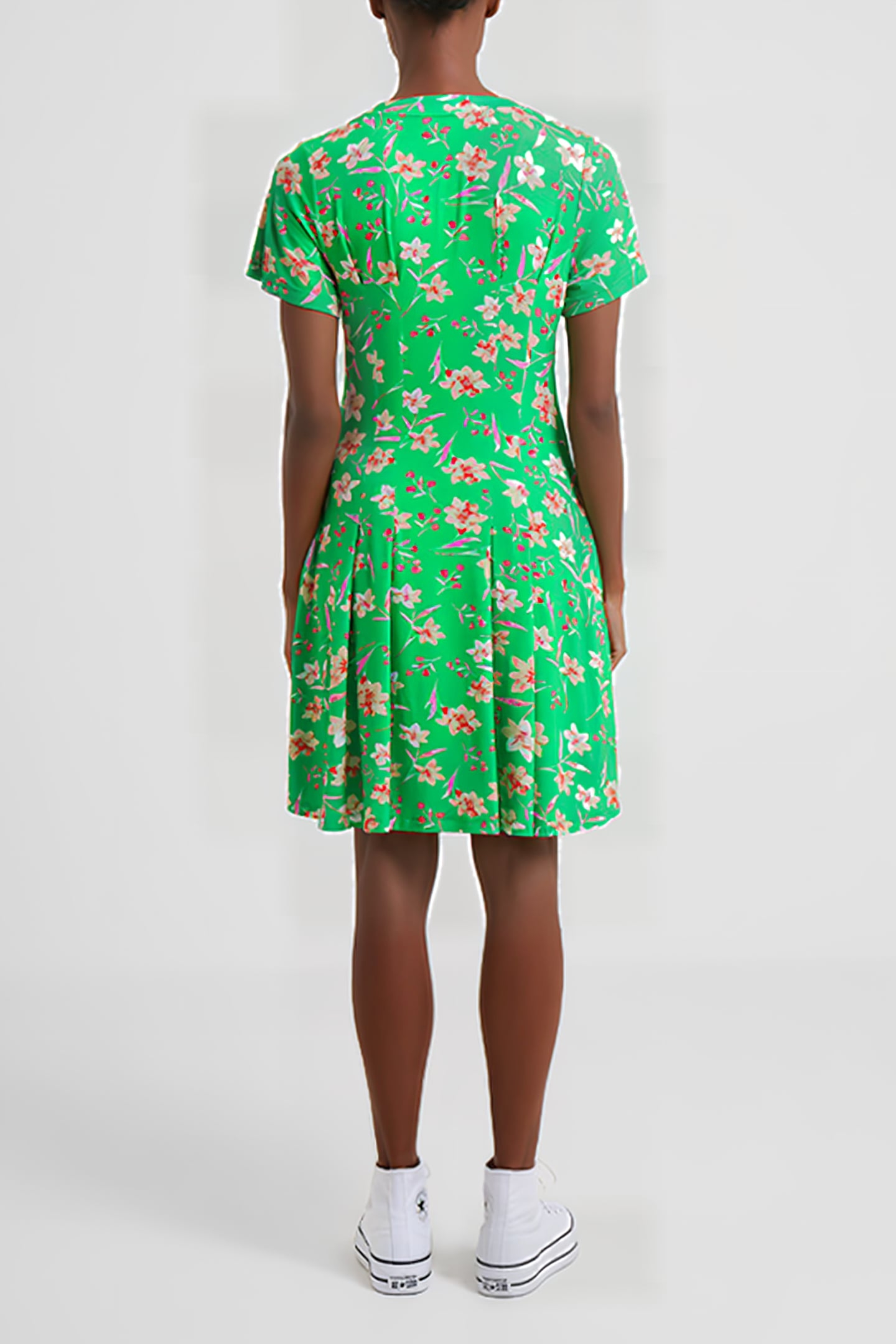 CAMILLE MEADOW V-NECK POCKET MINI DRESS POISE GREEN 2