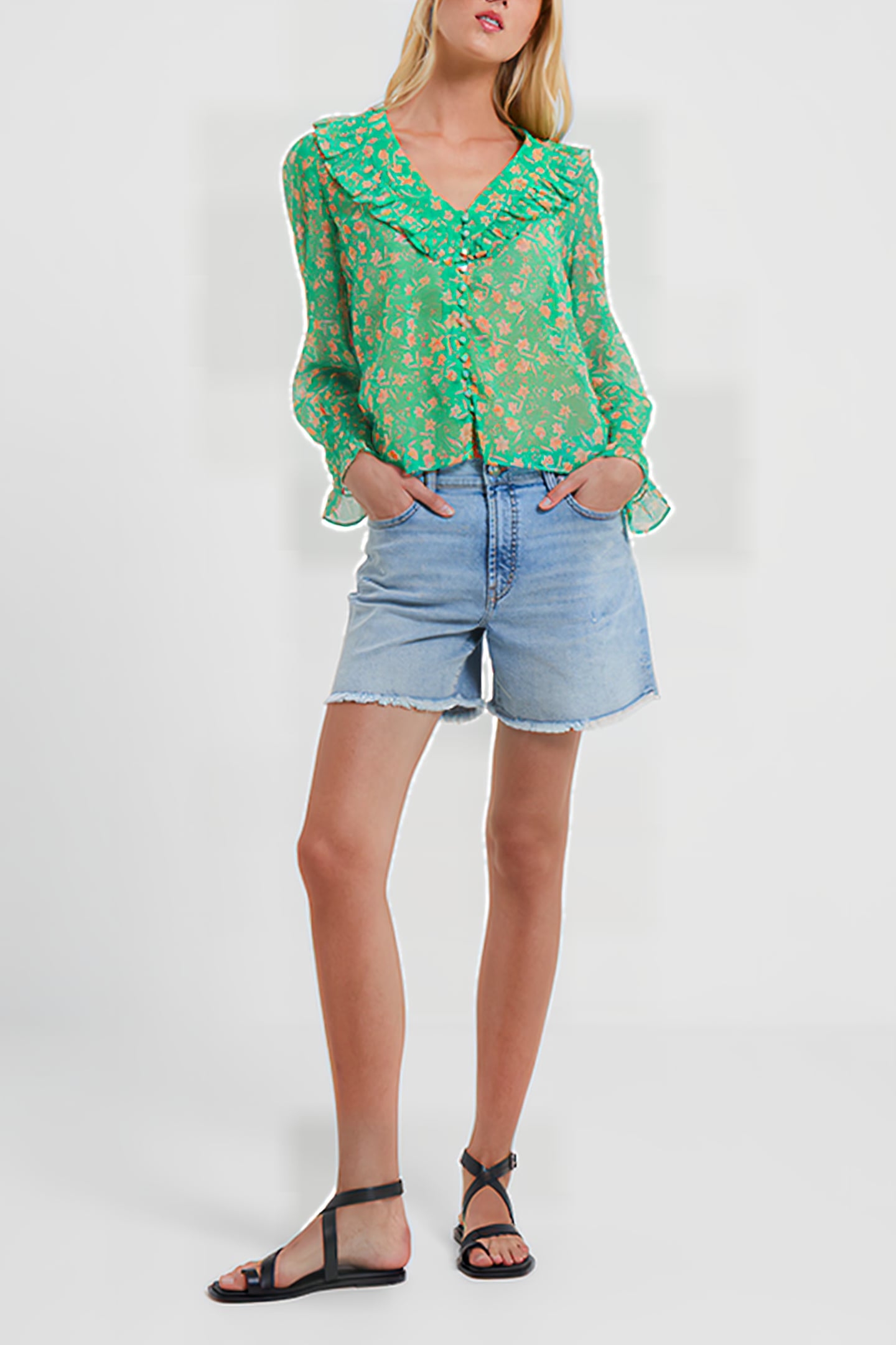 CAMILLE RECYCLED HALLIE CRINKLE TOP POISE GREEN 2