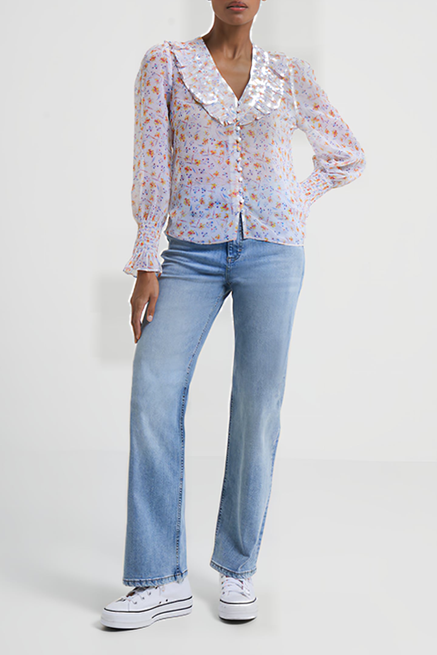 CAMILLE RECYCLED HALLIE CRINKLE TOP SUMMER WHITE MULTI 2