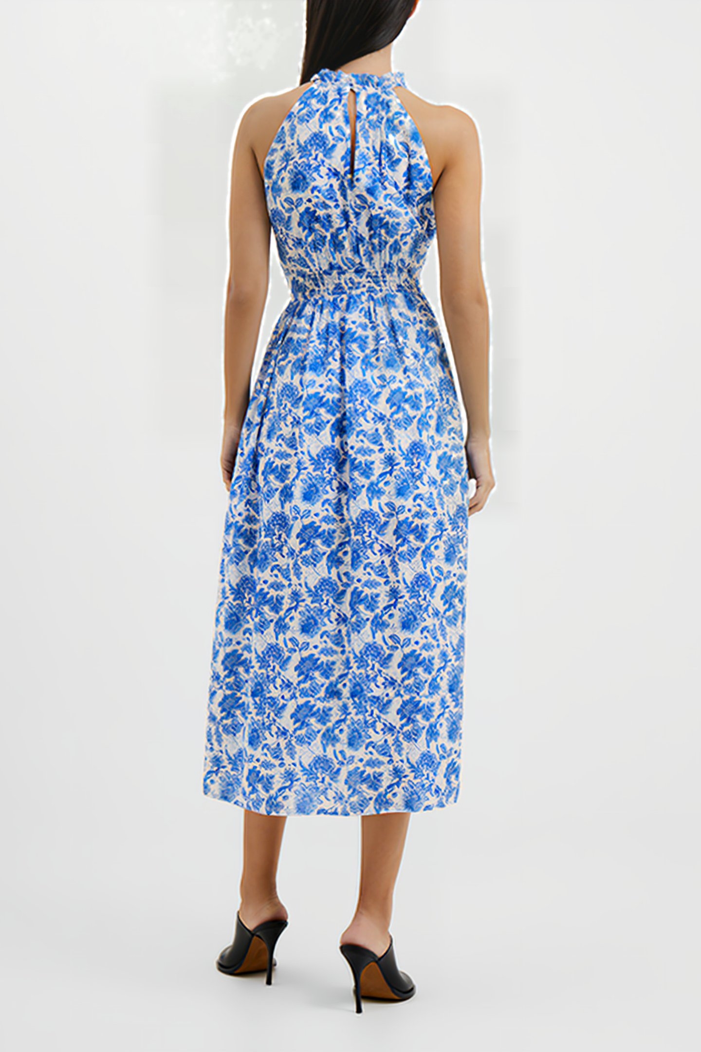 COSETTE ELANI FARON KEYHOLE DRAPE DRESS BAJA BLUE 2