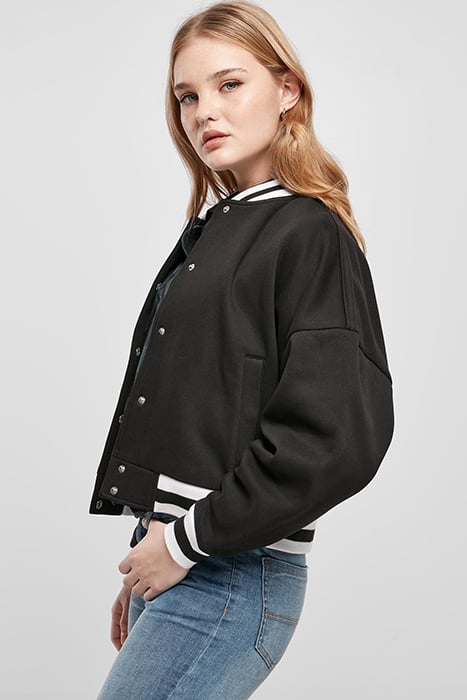 LADIES OVERSIZED COLLEGE SWEAT JACKET BLACK 4