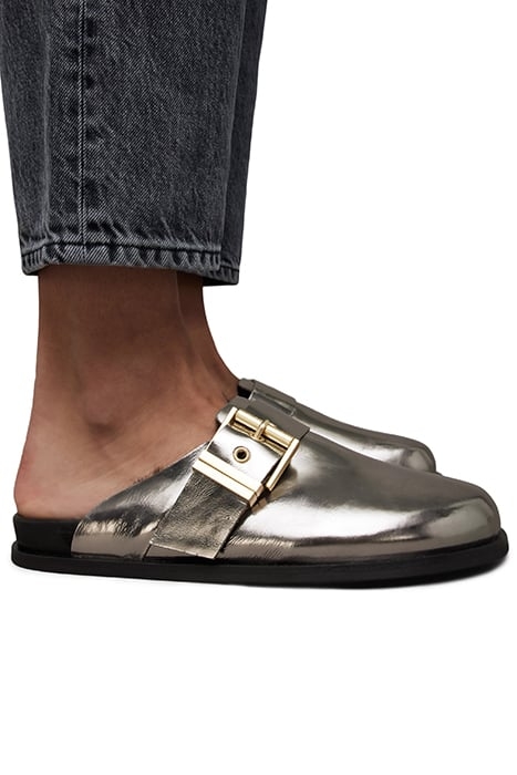 VENUS SHEARLING MULE MIRROR SILVER 2