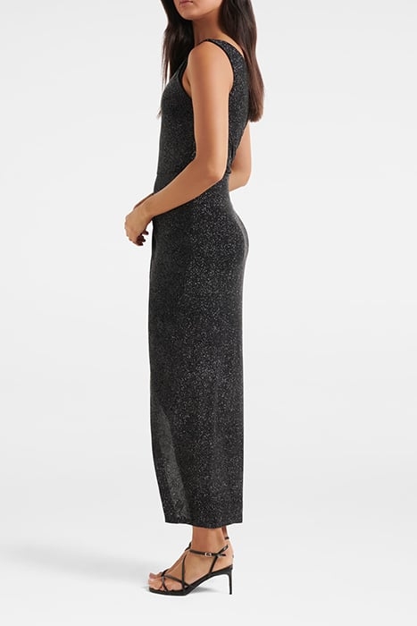 ONE SHOULDER GLITTER GOWN BLACK 4