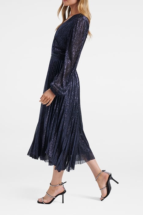 SAHARA WRAP PLISSE MIDI DRESS NAVY 4