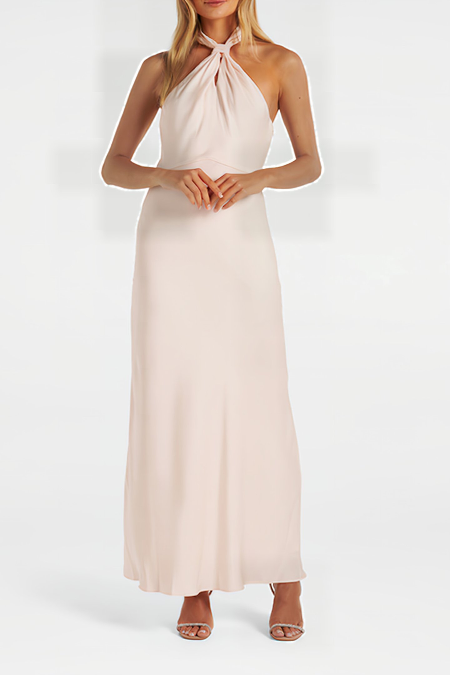 YVETTE KNOT TIE NECK GOWN IVORY 1