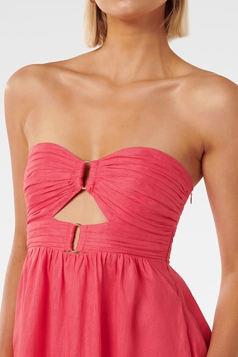 STRAPLESS RUCHED MIDI HOT RASPBERRY 5