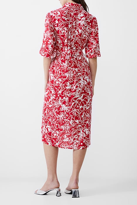 FAYOLA SHIRT DRESS MIDI POPPY/WHITE 3