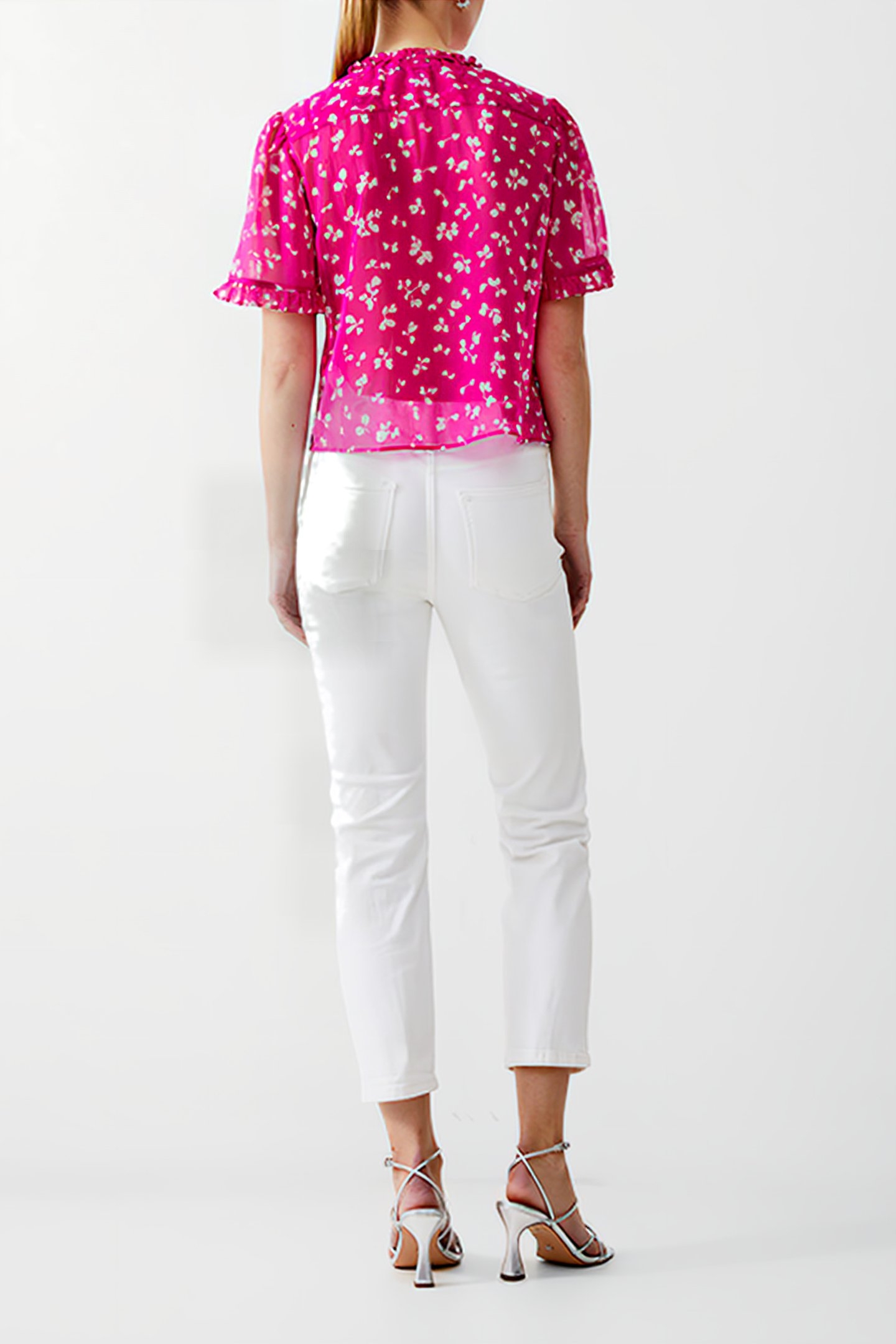 BONITA S/S RUFFLE TOP WILD ROSA 3