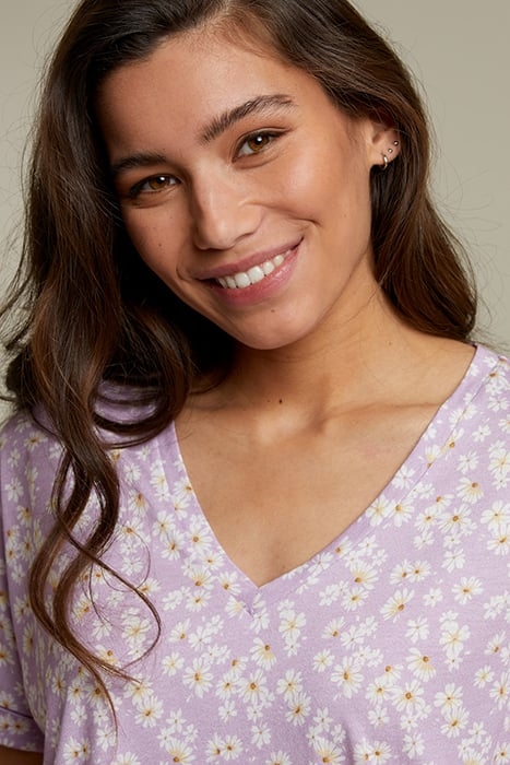 LILA V-NECK FLORAL PATTERN T-SHIRT 4