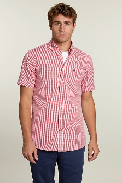 CUSTOM FIT CHECKED SHIRT WITH POCKET RED 1