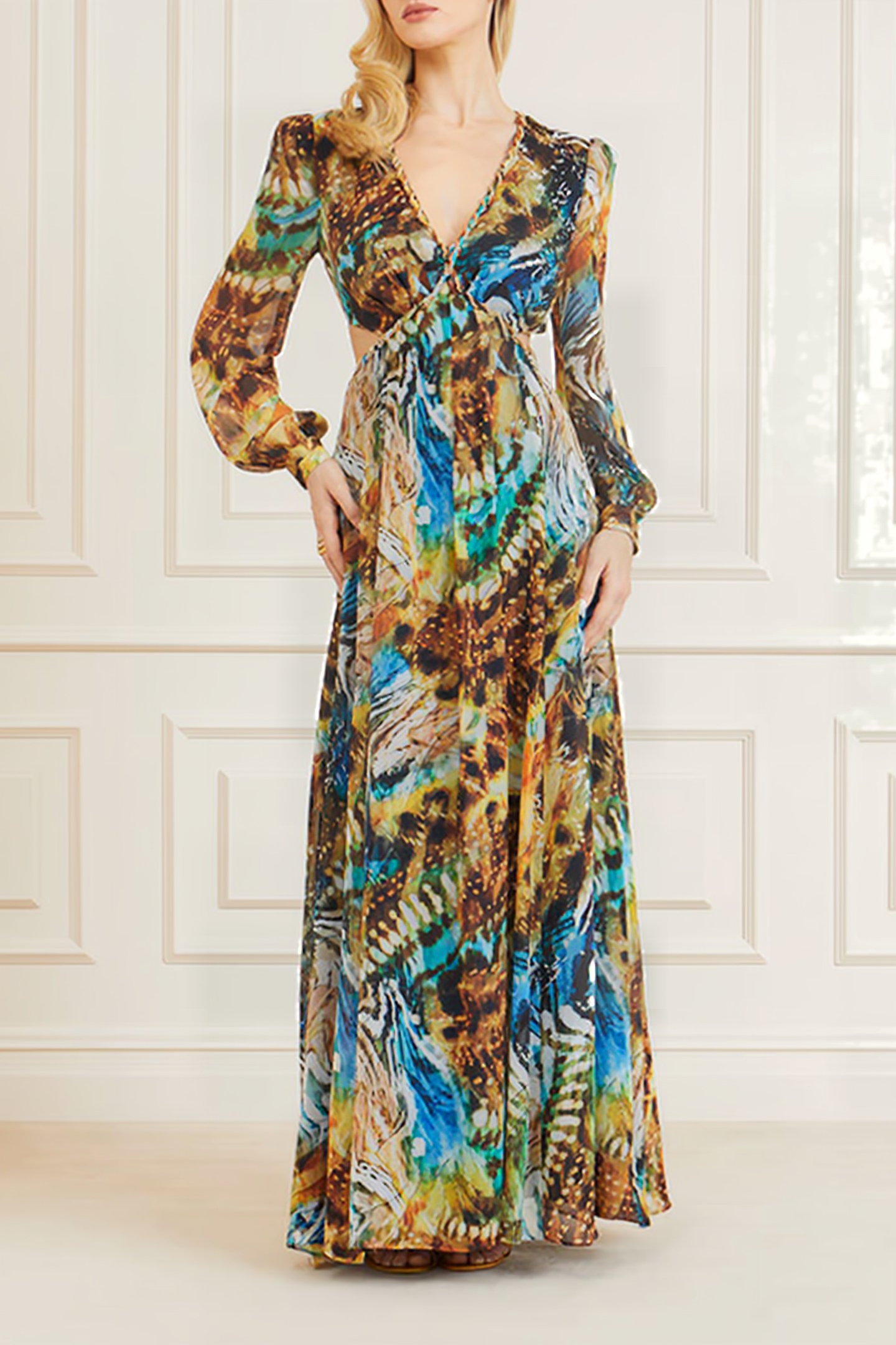 MARCIANO BY GUESS URSULA GOWN SOLID EUTOPIA MAXI DRESS PRINT 4