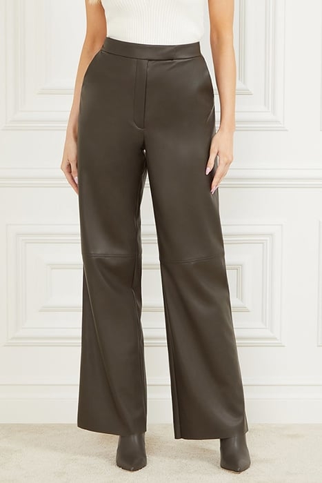 VIXEN WIDE LEG PANT OLIVE LEATHER BRANCH 1
