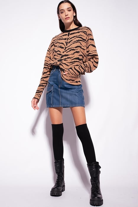 NINFEO 2 MAGLIA TRECCIA MISTO CAMEL/BLACK 1