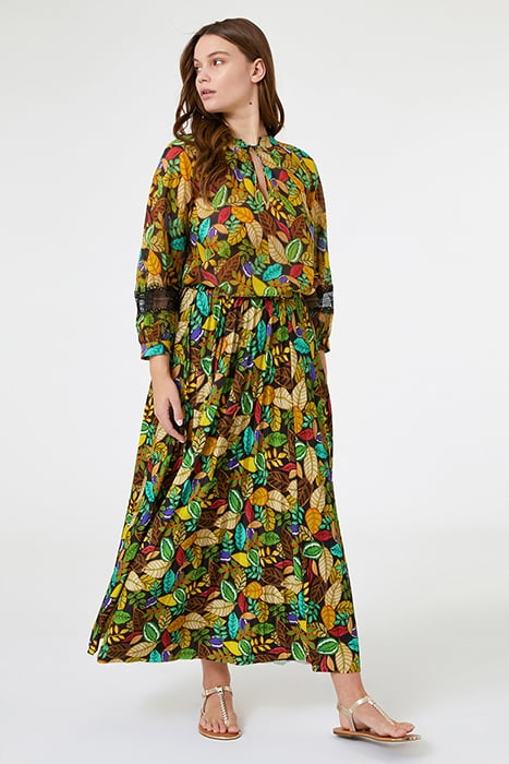 PRINTED JERSEY PLEATED SKIRT GREEN 3