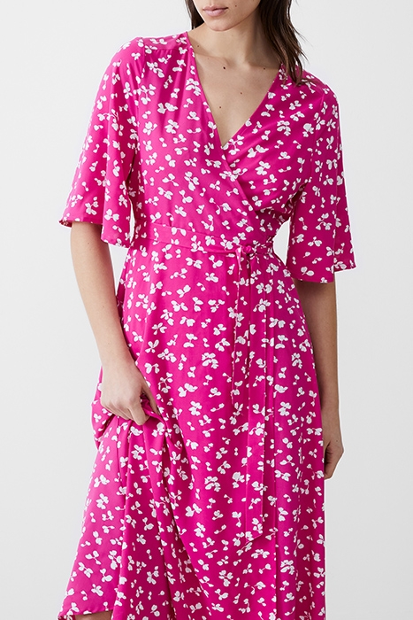 BONITA WRAP ANGEL DRESS LONG WILD ROSA/WHITE 3