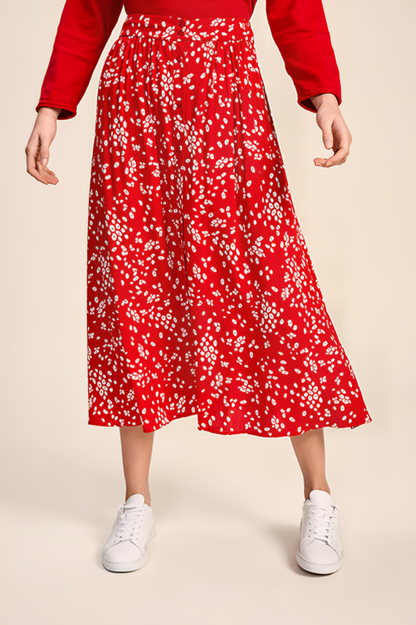 JAMY - CHERRY MIDI SKIRT WITH ABSTRACT FLORAL PRINT 1