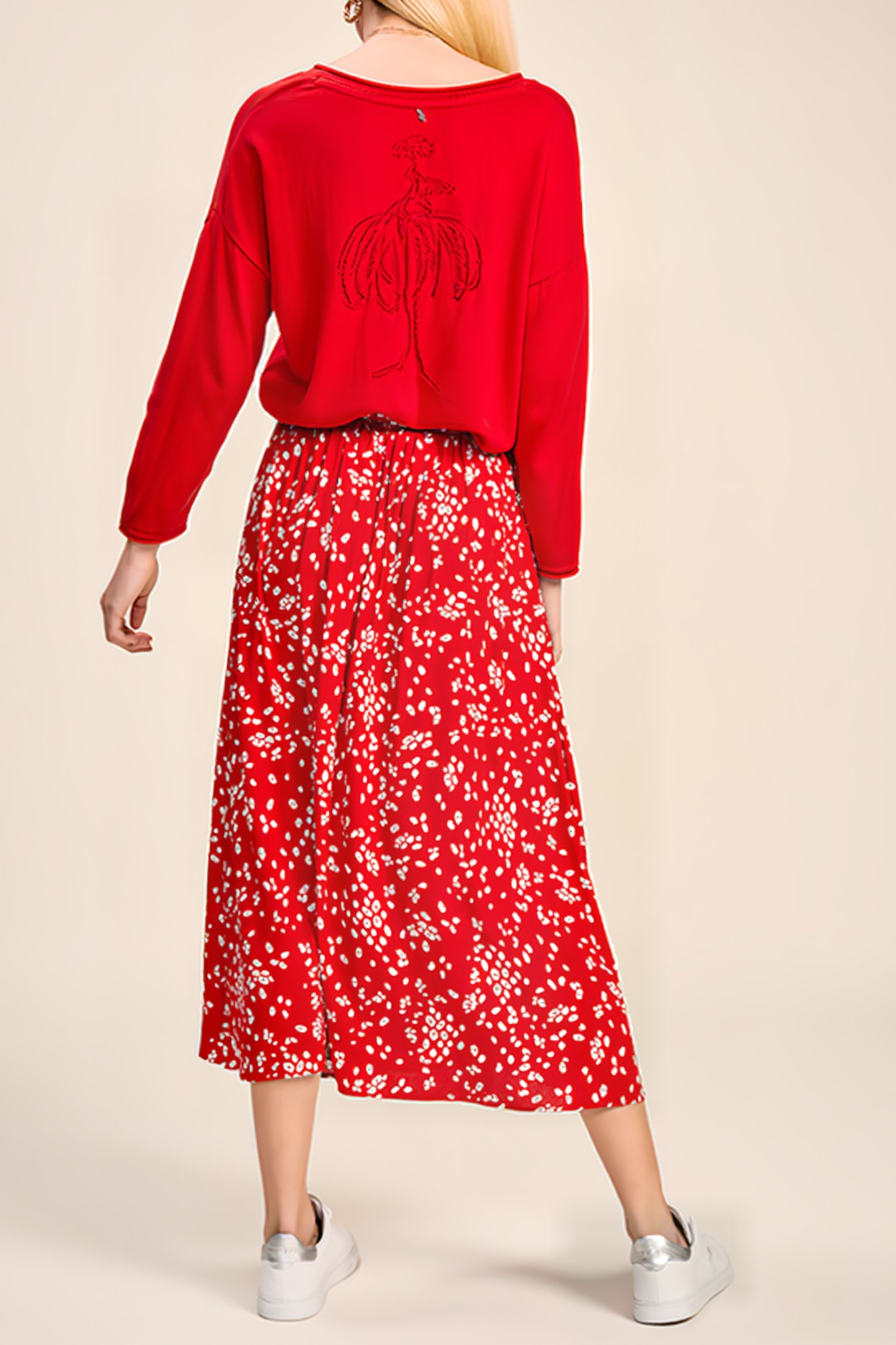 JAMY - CHERRY MIDI SKIRT WITH ABSTRACT FLORAL PRINT 3